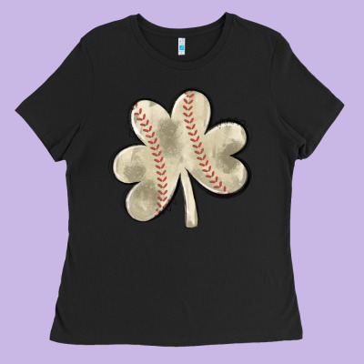 Baseball Distressed Shamrock Ladies Tee Designed By Maliassmallbusiness