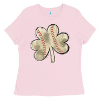 Bubblegum Pink baseball distressed shamrock Ladies Tee - MaliasSmallBusiness