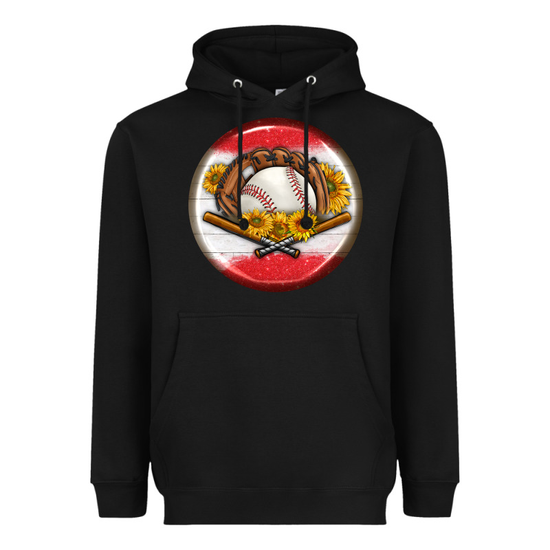 Baseball With Sunflower Round Earrings Heavyweight Hoodie by BundleAndBundleShop | Teevron