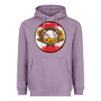 Lavender baseball with sunflower round earrings Heavyweight Hoodie - BundleAndBundleShop