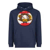 Navy baseball with sunflower round earrings Heavyweight Hoodie - BundleAndBundleShop