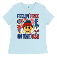 Baby Blue feelin free in the usa Ladies Tee - MaliasSmallBusiness