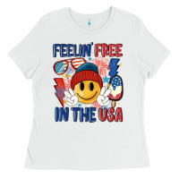 White feelin free in the usa Ladies Tee - MaliasSmallBusiness