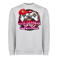 Heather Grey Gaming is my valentine Heavyweight Sweatshirt - HowdyJamesFarm