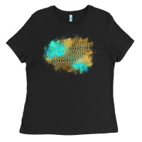 Black turquoise leopard patch Ladies Tee - Jasminsmagicworld