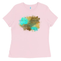 Bubblegum Pink turquoise leopard patch Ladies Tee - Jasminsmagicworld