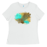 White turquoise leopard patch Ladies Tee - Jasminsmagicworld