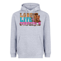 Heather Grey Western Long Live Cowgirls With Roses Heavyweight Hoodie - BundleAndBundleShop