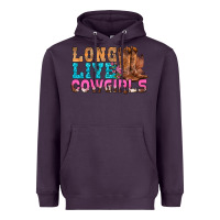 Plum Western Long Live Cowgirls With Roses Heavyweight Hoodie - BundleAndBundleShop