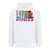 White Western Long Live Cowgirls With Roses Heavyweight Hoodie - BundleAndBundleShop