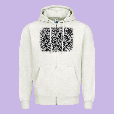 Grey Leopard Background Zipper Hoodie Designed By Oliviacreatesart