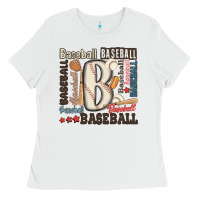 White baseball Ladies Tee - MaliasSmallBusiness