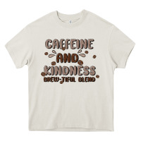 Cream caffeine & kindness Heavy Core Tee - MaliasSmallBusiness