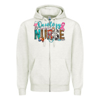 Oatmeal Heather oncology nurse Zipper Hoodie - OliviaCreatesArt