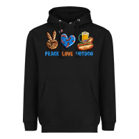 Black Peace Love Hotdog Heavyweight Hoodie - BundleAndBundleShop