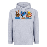 Heather Grey Peace Love Hotdog Heavyweight Hoodie - BundleAndBundleShop