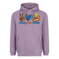 Lavender Peace Love Hotdog Heavyweight Hoodie - BundleAndBundleShop
