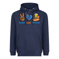 Navy Peace Love Hotdog Heavyweight Hoodie - BundleAndBundleShop