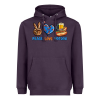 Plum Peace Love Hotdog Heavyweight Hoodie - BundleAndBundleShop