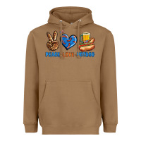 Toasted Coconut Peace Love Hotdog Heavyweight Hoodie - BundleAndBundleShop