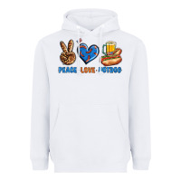 White Peace Love Hotdog Heavyweight Hoodie - BundleAndBundleShop