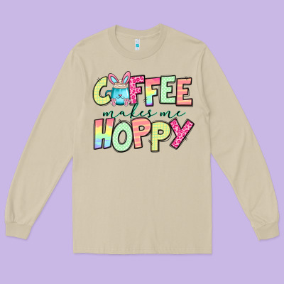 Coffee Makes Me Hoppy Easter Long Sleeve Tee Designed By Jasminsmagicworld