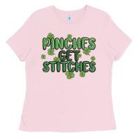 Bubblegum Pink pinches get stitches Ladies Tee - MaliasSmallBusiness