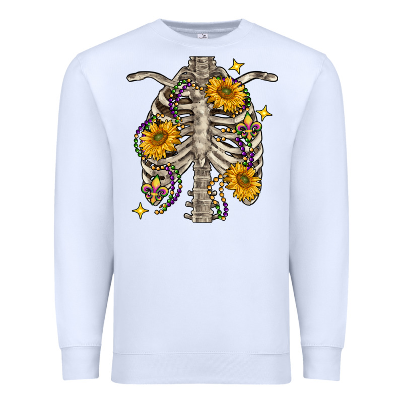 Mardi Gras Chest Sunflowers Skeleton Premium Sweatshirt by FaDigitalArtStudio | Teevron