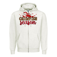 Oatmeal Heather crawfish season Zipper Hoodie - OliviaCreatesArt