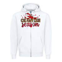 White crawfish season Zipper Hoodie - OliviaCreatesArt