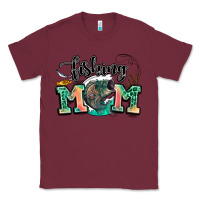 Burgundy fishing mom Classic Tee - LillyAllenDesigns