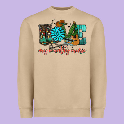 Western Love My Country Music Heavyweight Sweatshirt Designed By Howdyjamesfarm