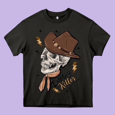 Cowboy Killer Heavy Core Tee Designed By Maliassmallbusiness