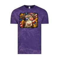 Cloud Purple Western 4th Of July Cow Background Vintage Tee - LillyAllenDesigns