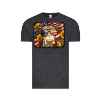 Vintage Black Western 4th Of July Cow Background Vintage Tee - LillyAllenDesigns
