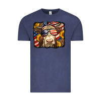 Vintage Denim Western 4th Of July Cow Background Vintage Tee - LillyAllenDesigns