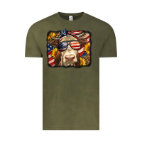Vintage Olive Western 4th Of July Cow Background Vintage Tee - LillyAllenDesigns