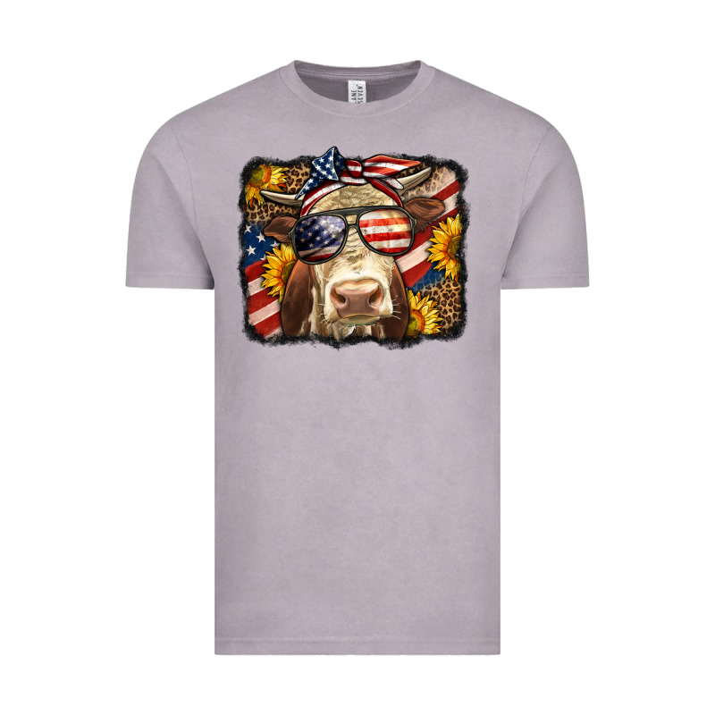 Western 4th Of July Cow Background Vintage Tee by LillyAllenDesigns | Teevron