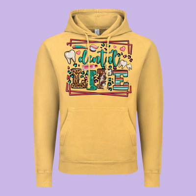 Dental Life Leopard Frame Vintage Hoodie Designed By Lillyallendesigns