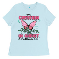 Baby Blue new creation in christ 2 corinthians5.17 Ladies Tee - MaliasSmallBusiness