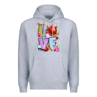 Heather Grey Easter love Teacher Premium Hoodie - OliviaCreatesArt
