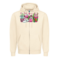 Sandshell pink christmas snowman coffee cups Zipper Hoodie - OliviaCreatesArt