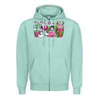 Seafoam pink christmas snowman coffee cups Zipper Hoodie - OliviaCreatesArt