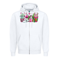 White pink christmas snowman coffee cups Zipper Hoodie - OliviaCreatesArt
