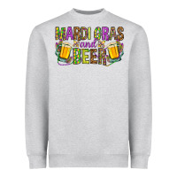Heather Grey mardi gras and beer hjf Heavyweight Sweatshirt - HowdyJamesFarm