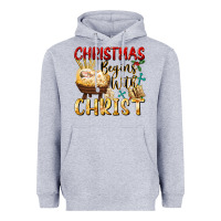 Heather Grey christmas begins with christ Heavyweight Hoodie - FaDigitalArtStudio