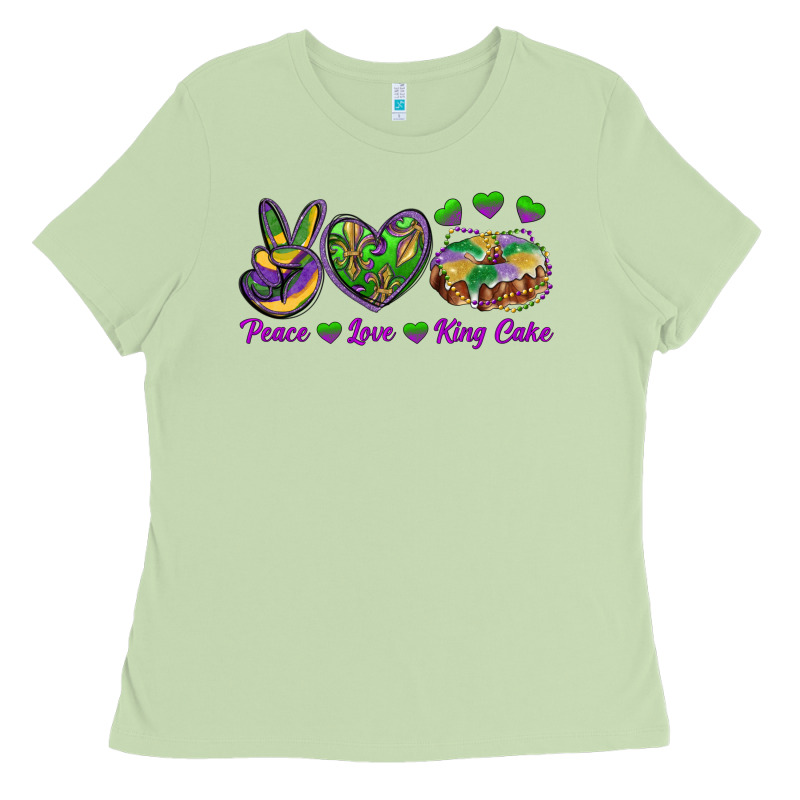 Peace Love Mardi Gras King Cake Ladies Tee by RanaPortraitStore | Teevron
