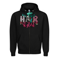 Black hair stylist Zipper Hoodie - OliviaCreatesArt