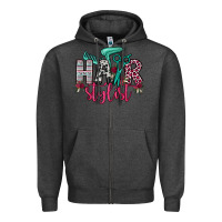 Charcoal Heather hair stylist Zipper Hoodie - OliviaCreatesArt