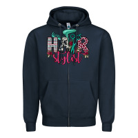 Navy hair stylist Zipper Hoodie - OliviaCreatesArt